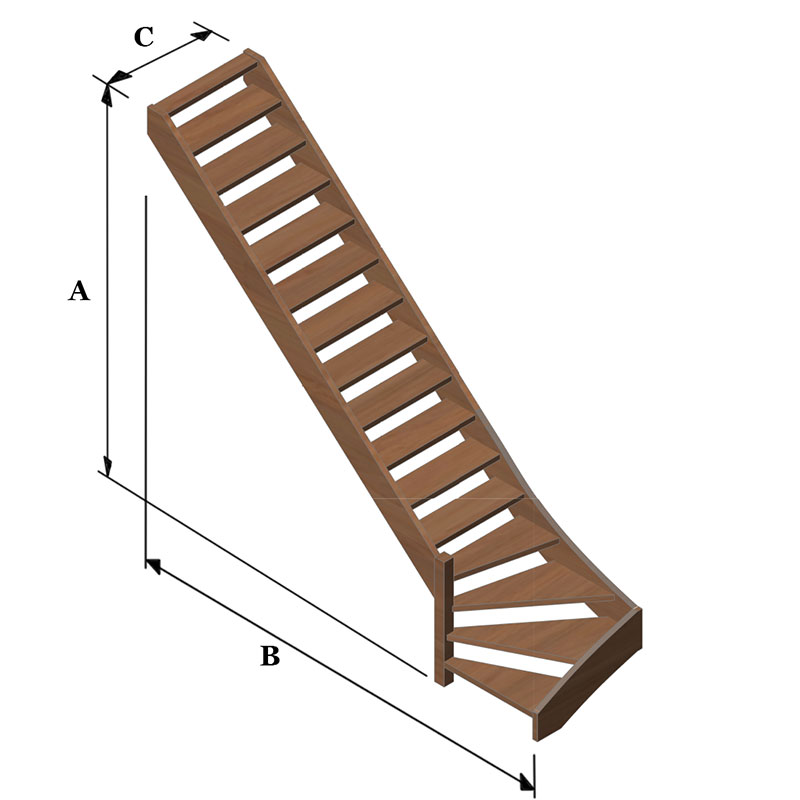 Trap met kwartslag linksonder - CP Trappen