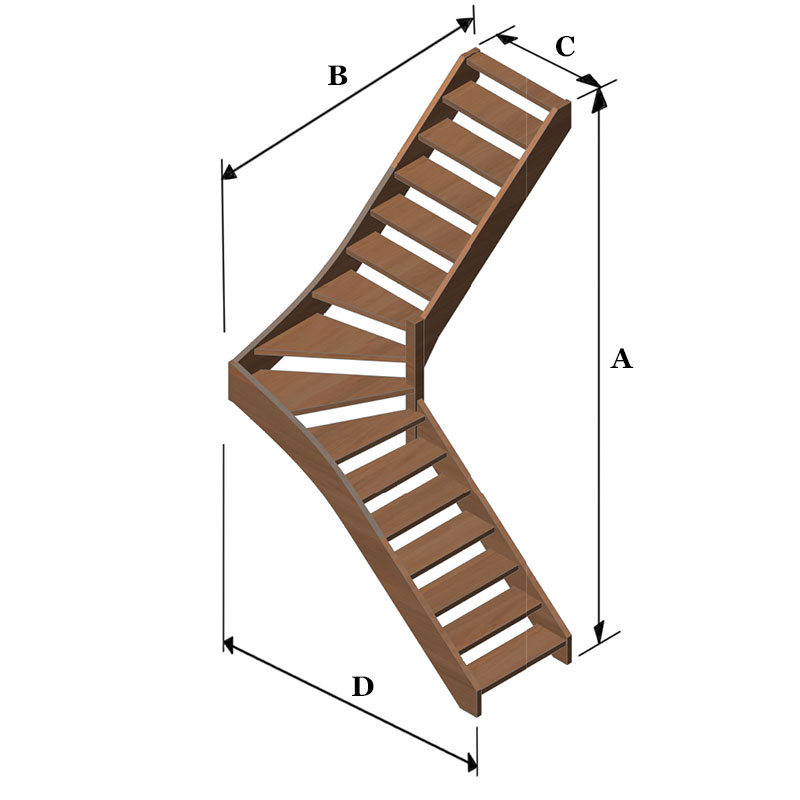 Trap met kwartslag rechts - CP Trappen